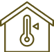 Instalador aerotermia Mallorca | icono marrón casa con termómetro